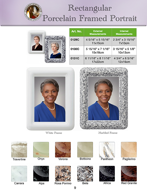 Rectangular Porcelain Framed Portrait